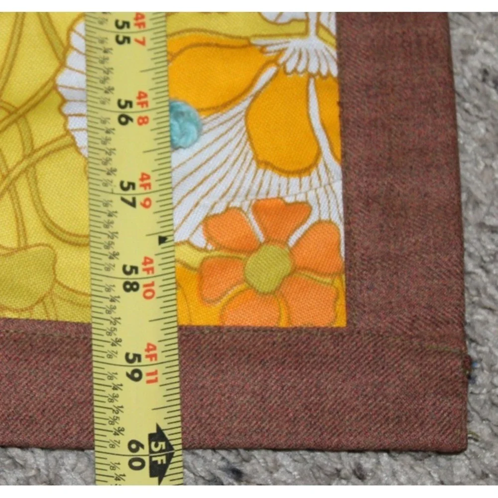 colorful vintage 1970s polyester patchwork quilt yarn ties 44